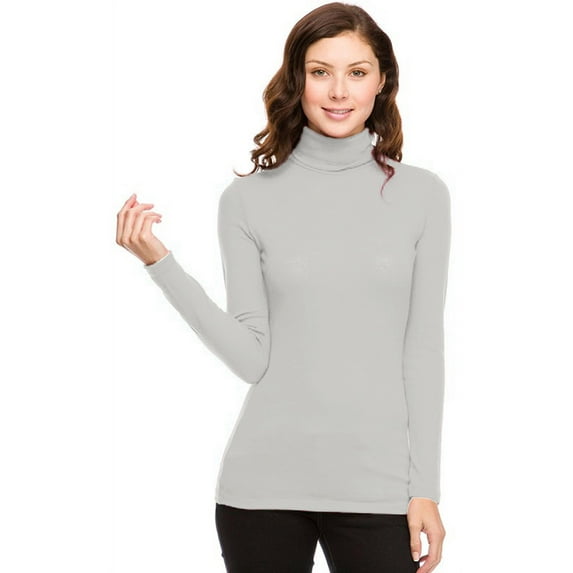 Vivian's Fashions Top - Turtle Neck Top (Grey, 2X)