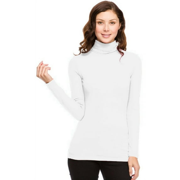 Vivian's Fashions Top - Turtle Neck Top (White, 2X)