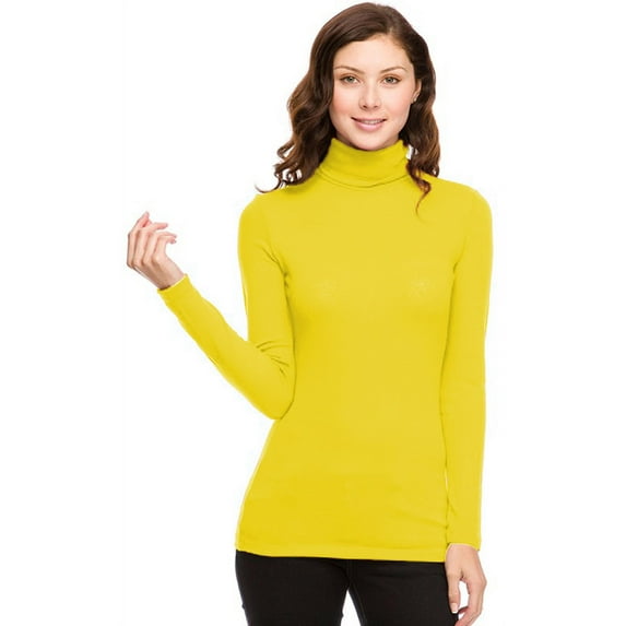 Vivian's Fashions Top - Turtle Neck Top (Yellow, 2X)