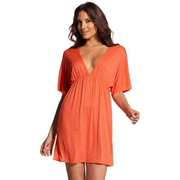 Vivian's Fashions Tunic V-Neck Cover Up (Ivory, Medium)