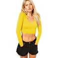 thumbnail image 1 of Vivian's Fashions Yellow Long Sleeve Crop Top, 1 of 4