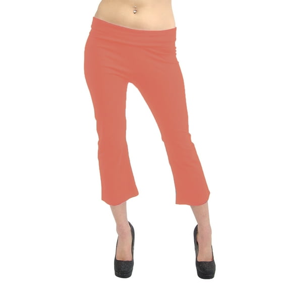 Vivian's Fashions Yoga Pants - Capri, Junior Size (Coral, 1X)
