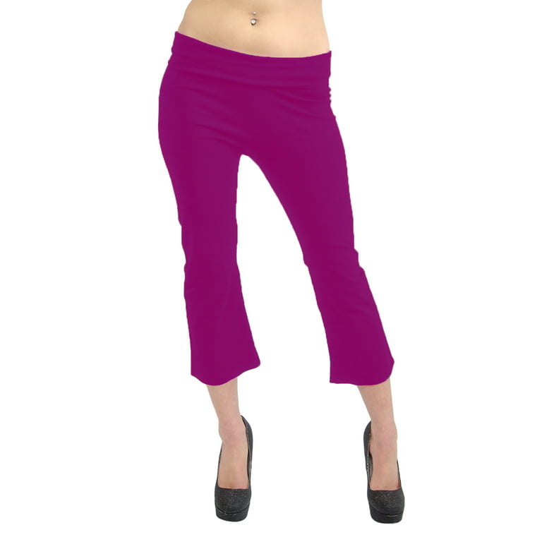 Vivian's Fashions Yoga Pants - Capri, Junior Size (Magenta, Small