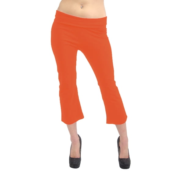 Vivian's Fashions Yoga Pants - Capri, Junior Size (Orange, Small)