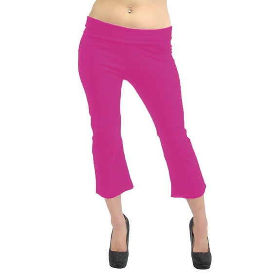 Vivian's Fashions Yoga Pants - Capri, Misses Size (Fuchsia, 1X)