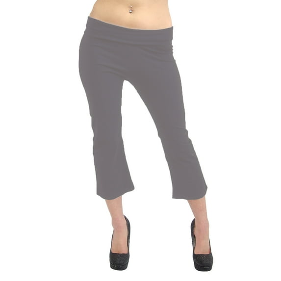 Vivian's Fashions Yoga Pants - Capri, Misses Size (Grey, XXS)