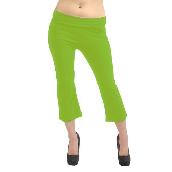 Vivian's Fashions Yoga Pants - Capri, Misses Size (Lime, L)
