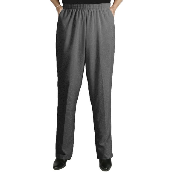 Viviana Women's Plus Size Elastic Waist Pull-On Shaped Fit Dress Pants with Pockets - Charcoal Grey - 18W
