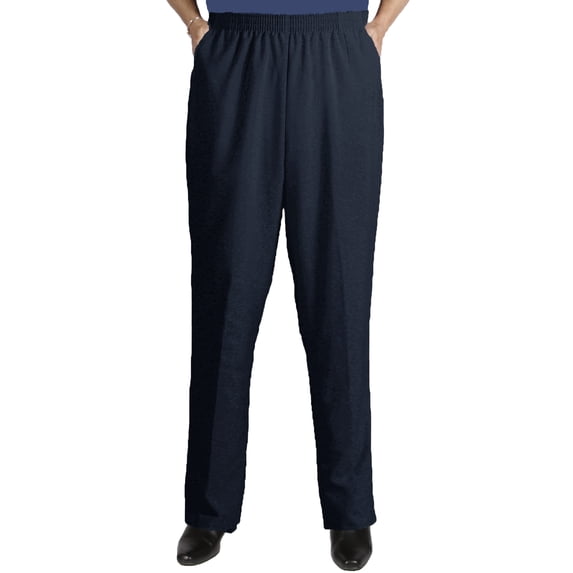 Viviana Women's Plus Size Elastic Waist Pull-On Shaped Fit Dress Pants with Pockets - Navy - 32WP