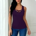 thumbnail image 1 of Vivianyn HD Women's Crisscross Strap Sleeveless Tank Top, Casual Stretchy Solid Color Cami Top,Purple,Size S-XXL, 1 of 6