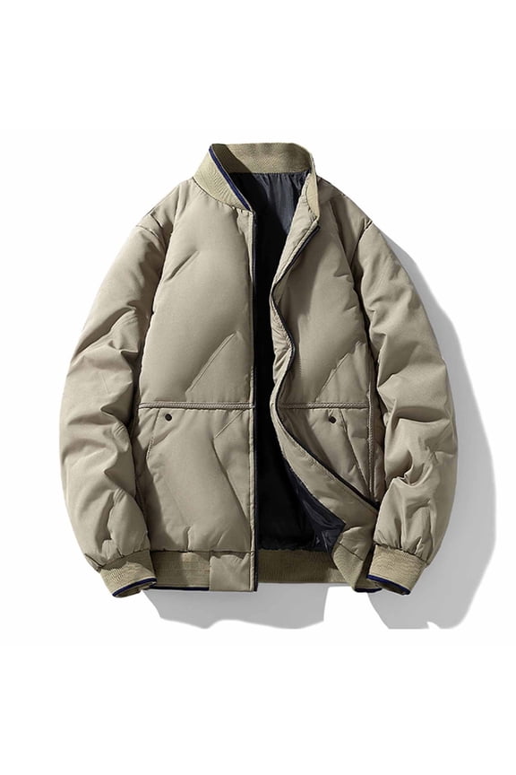 Vivianyn HD Women's Diamond Quilted Bomber Jacket, Stand Collar Warm Winter Puffer Coat,Khaki,Size M-XXXXL