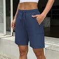 thumbnail image 1 of Vivianyn HD Women's Drawstring Quick Dry Athletic Shorts, Casual Summer Shorts with Pockets,Navy,Size S-XL, 1 of 9