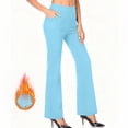 thumbnail image 1 of Vivianyn HD Women's Fleece Lined Flare Dress Pants, High Waist Stretchy Business Casual Trousers,Light Blue,Size S-XXL, 1 of 9