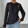 thumbnail image 1 of Vivianyn HD Women's Floral Applique Cable Knit Sweater, Crew Neck Casual Pullover,Black,Size S-XL, 1 of 6