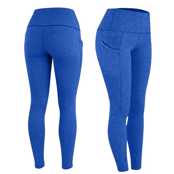 Vivianyn HD Women's High Waist Athletic and Casual Stretchy Essentials Yoga Leggings With Side Pockets,Blue,Size S-XXXL