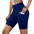 thumbnail image 1 of Vivianyn HD Women's High Waist Pocket Biker Shorts, Compression Workout Shorts,Dark Blue,Size S-XXL, 1 of 6