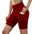 thumbnail image 1 of Vivianyn HD Women's High Waist Pocket Biker Shorts, Compression Workout Shorts,Red,Size S-XXL, 1 of 6