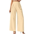 thumbnail image 1 of Vivianyn HD Women's High Waisted Wide Leg Trousers, Pleated Front Dress Pants,Beige,Size S-XXL, 1 of 9