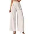 thumbnail image 1 of Vivianyn HD Women's High Waisted Wide Leg Trousers, Pleated Front Dress Pants,White,Size S-XXL, 1 of 9