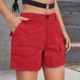 thumbnail image 1 of Vivianyn HD Women's Multi Pocket Cargo Shorts, Button Fly Casual Summer Shorts,Red,Size S-XL, 1 of 5