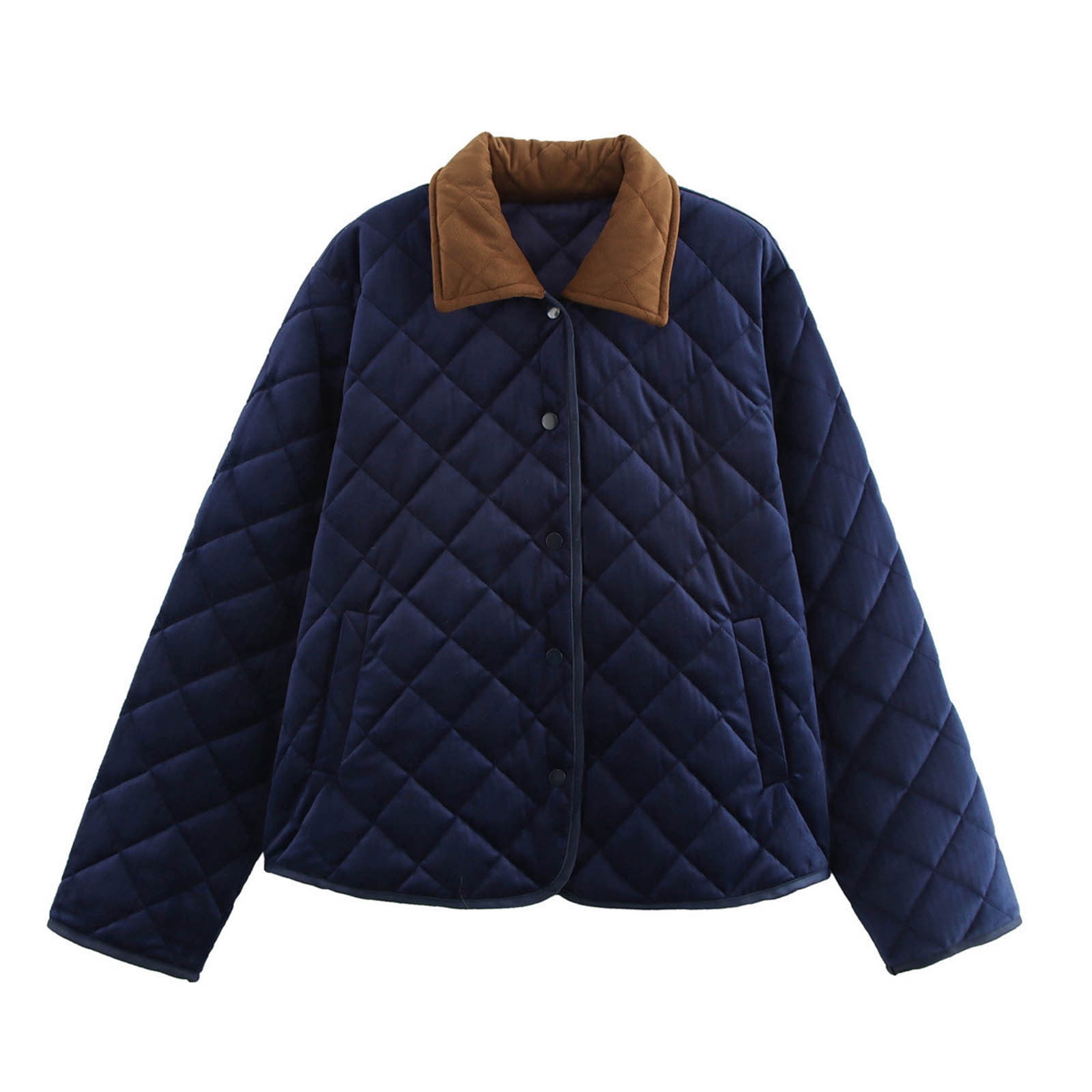 Vivianyn HD Women's Quilted Puffer Jacket, Corduroy Collar Long Sleeve ...