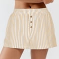 thumbnail image 1 of Vivianyn HD Women's Striped Button Shorts, Casual Summer Shorts with Pockets,Yellow,Size S-XL, 1 of 6