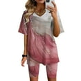 thumbnail image 1 of Vivianyo HD 2-Pieces Women's Matching Short Sleeve Tee and Shorts Set Women Fashion V-Neck Blouse Short Sleeve Tops Shorts Casual Suit Sets, 1 of 4