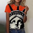 thumbnail image 1 of Vivianyo HD American Flag T-Shirt For Women Summer 2024 Vacation Casual Print 4Th Of July Clothes Patriotic Graphic Tees Tops Loose Round Neck Boho Short Sleeve Shirts Comfy Tunic Clothes, 1 of 4