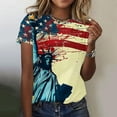thumbnail image 1 of Vivianyo HD American Flag T-Shirt For Women Summer 2024 Vacation Casual Print 4Th Of July Clothes Patriotic Graphic Tees Tops Loose Round Neck Boho Short Sleeve Shirts Comfy Tunic Clothes, 1 of 4