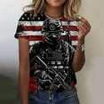 thumbnail image 1 of Vivianyo HD American Flag T-Shirt For Women Summer 2024 Vacation Casual Print 4Th Of July Clothes Patriotic Graphic Tees Tops Loose Round Neck Boho Short Sleeve Shirts Comfy Tunic Clothes, 1 of 4