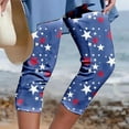 thumbnail image 1 of Vivianyo HD Capris Pants for Women Plus Size 2024 Summer Casual Elastic Waist American Flag Printed Cropped Pants Cotton Linen Shorts Summer Saving Clearance, 1 of 5