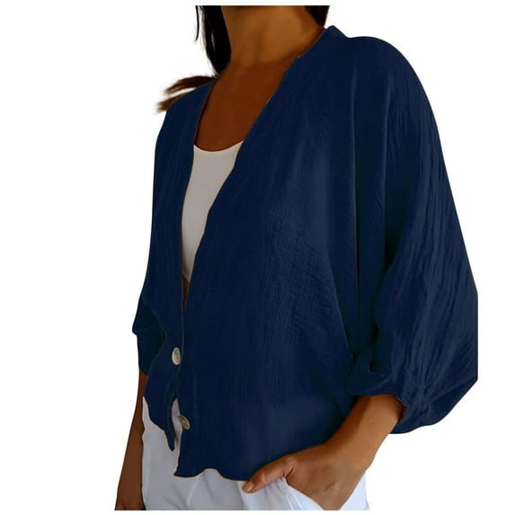 Vivianyo HD Casual Women's Long-Sleeve T-Shirt Womens Casual Solid Color Fashion Loose Blouses V-neck Buttons Long Sleeves Blouses