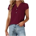 thumbnail image 1 of Vivianyo HD Casual Women's Summer Short Sleeve T-Shirt Fashion Women's Casual Tops Print Blouses Button Shirts Short Sleeve V Neck T-shirt, 1 of 5