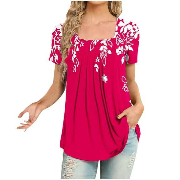 Vivianyo HD Casual Women's Summer Short Sleeve T-Shirt Women Fashion Casual Short Sleeve Loose T-Shirt Blouse Tops