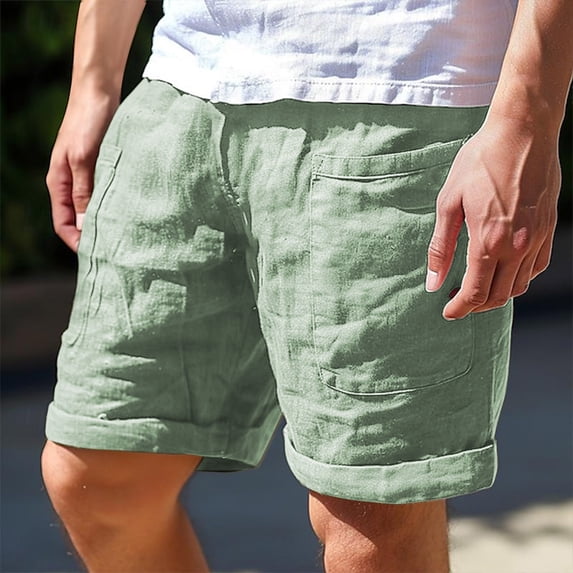 Vivianyo HD Fashion Summer Shorts for Big Mens and Tall Men's Cotton Elastic Drawstring Color Sports Pocket Shorts