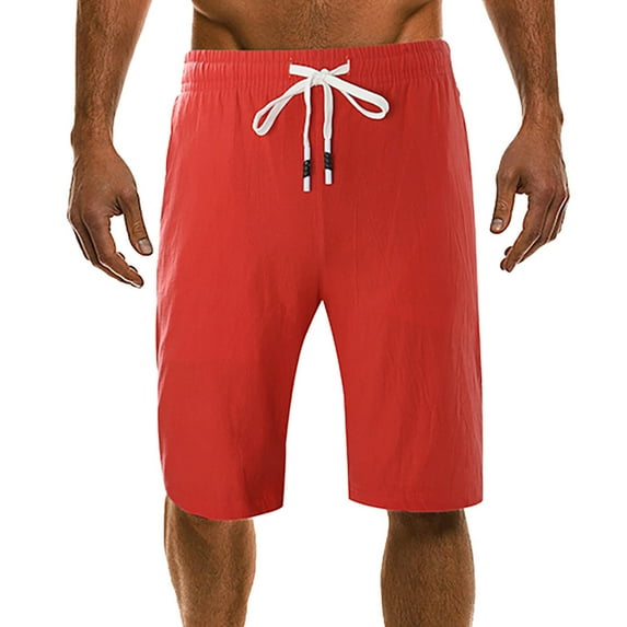 Vivianyo HD Fashion Summer Shorts for Big Mens and Tall Men's Fashion Drawstring Elastic Waist Pocket Casual Sweat Capris Pants