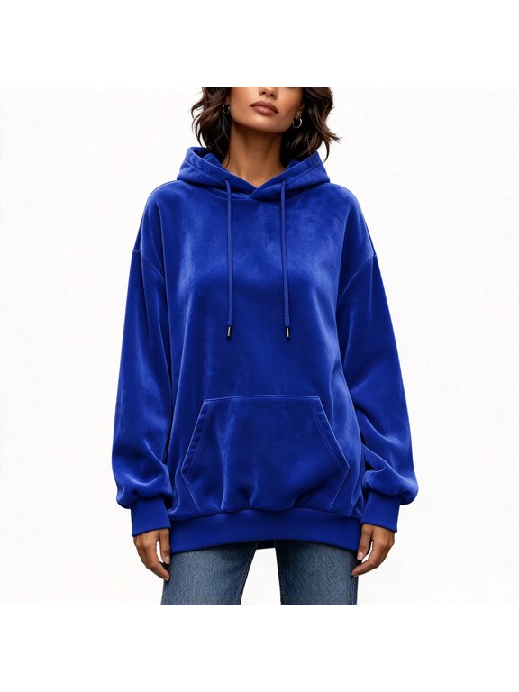 Hoodies for Women Long leeve Velvet Tops, Fall Casul Womens Hoodies with Pockets, Sizes S-2XL