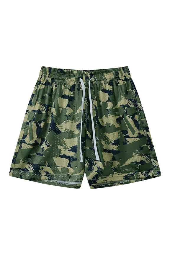 Lightweight Breathable Quick Dry Swim Shorts for Men Men's Summer Camouflage Printing Beach Fitness Run Casual Sports Mesh Breathability Shorts Pants