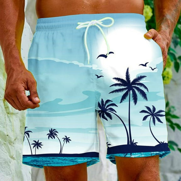 Vivianyo HD Lightweight Breathable Quick Dry Swim Shorts for Men Men's Special Print Beach Casual Trouser Shorts Pants