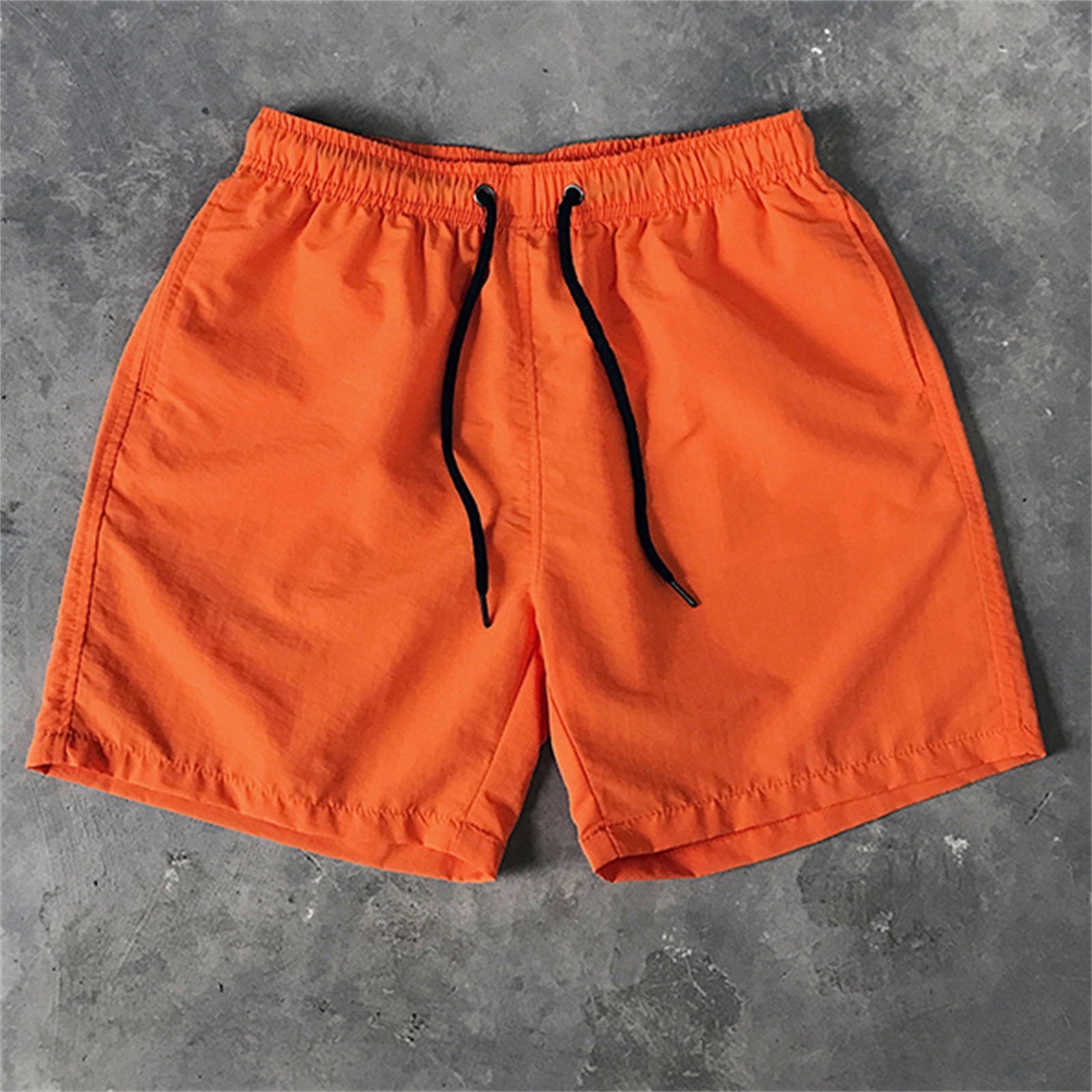 Vivianyo HD Men Short Pants Plus Size Clearance Men's Casual Drawstring  Pocket Solid Color Candy Color Five-point Beach Shorts Rollbacks Orange
