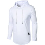 Vivianyo HD Men's Cotton Lightweight Casual Pullover Drawstring Hoodie White