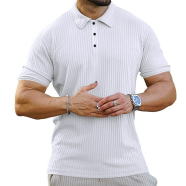 Aiyino Men's V Neck Polo Shirts Slim Fit Solid Short Sleeve Cotton Golf ...