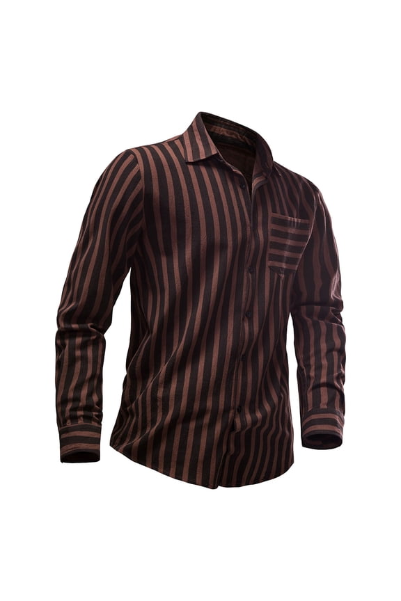 Men's Patchwork Long Sleeve Button-Down Shirt for Spring Men Casual Patchwork Button Long Sleeve Turn-down Collar Tops Blouse Shirt