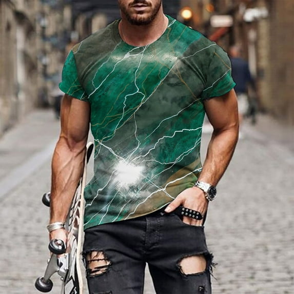 Vivianyo HD Men's Short Sleeve Henley Shirt New Fashion Casual Men's T-shirt Print Sports T-shirt Sleeve Round-Neck Blouses &