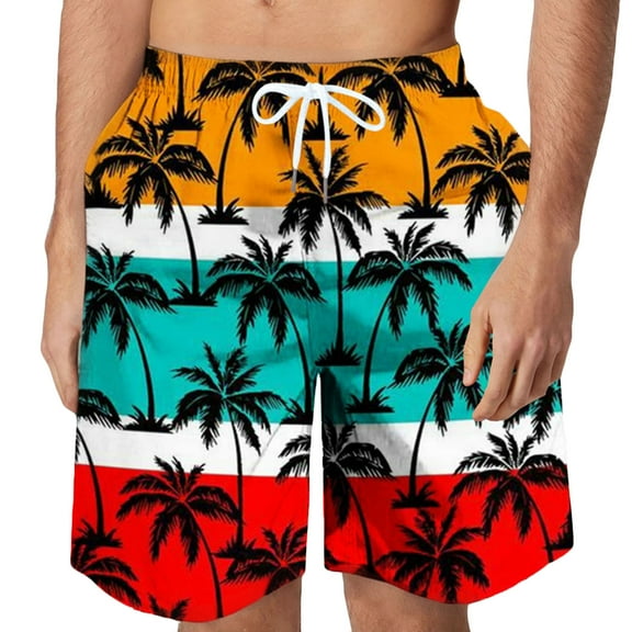 Vivianyo HD Men's Shorts for Summer Men Casual Fashion Print Shorts With Pockets Elastic Waist Beach Pants