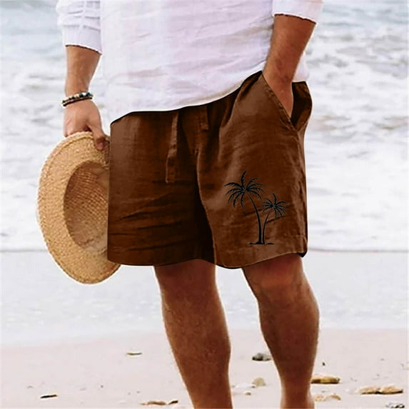 Vivianyo HD Men's Shorts for Summer Men Casual Print Pocket Elastic Waist Straight Half Shorts Pants Sport Pants