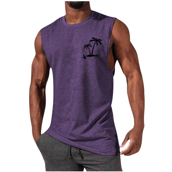 Vivianyo HD Men's Sleeveless Graphic Vest for Summer Men Casual Fashion Pullover Round Neck Sports Tank Sleeveless Tops