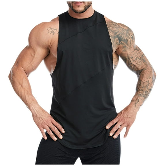 Vivianyo HD Men's Sleeveless Graphic Vest for Summer Men Casual Solid Fashion Pullover Sleeveless Sports T-Shirt Top