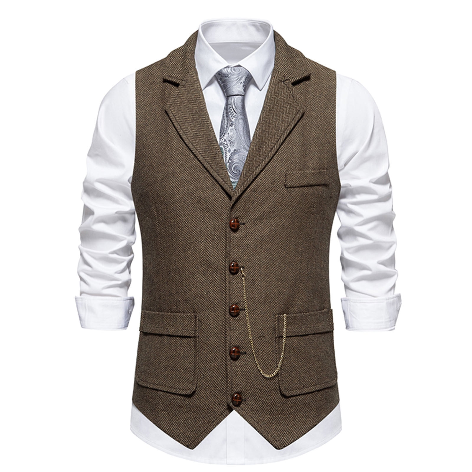 Komorebi Mens Vest Victorian Suit Vest V-Neck Gothic