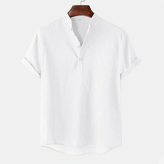 Vivianyo HD Short Sleeve Button Down Casual Tee for Men Fashion Women Casual Short Sleeve V-Neck Solid Button Shirt Tops
